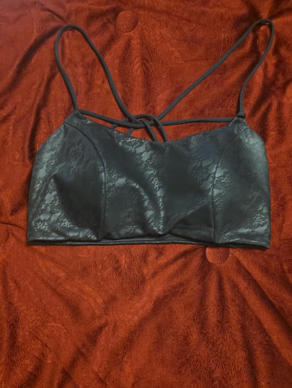VSX Black Lace Design Strappy Bralette/Sports Bra L